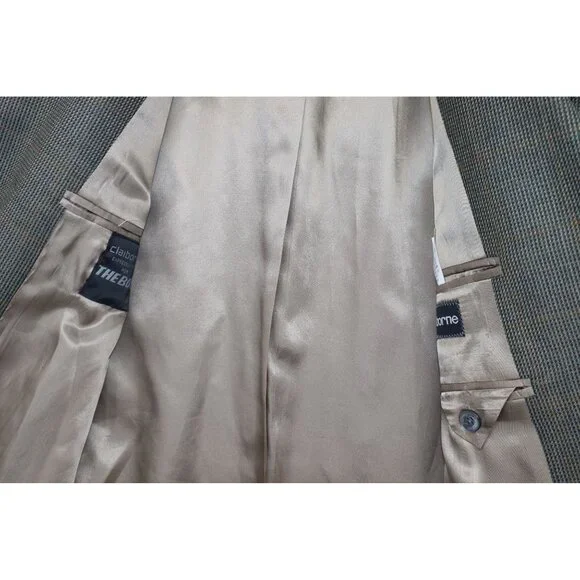Vintage Claiborne For The Bon Mens 42L Houndstooth Wool Blazer Career Preppy
